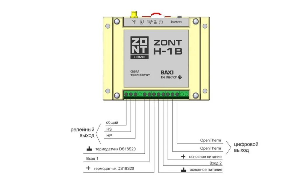 Подключение zont h 1v к котлу baxi Как подключить zont h