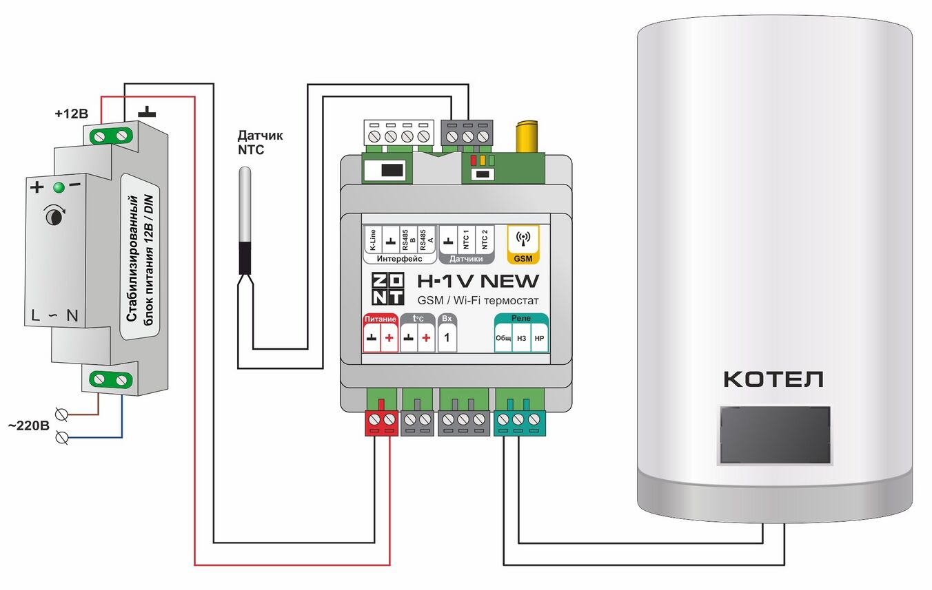 Подключение zont h1 к котлу stout Техническая документация ZONT SMART NEW и ZONT H-1V NEW - Библиотека Микро Лайн