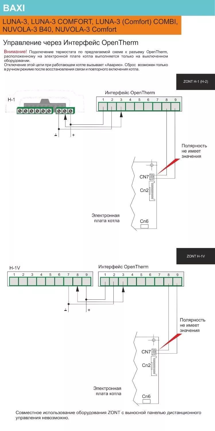 Подключение zont к котлу stout схема Схема подключения Zont H1V и Zont H1, Zont SMART - Zont Smart 2.0 к котлам BAXI