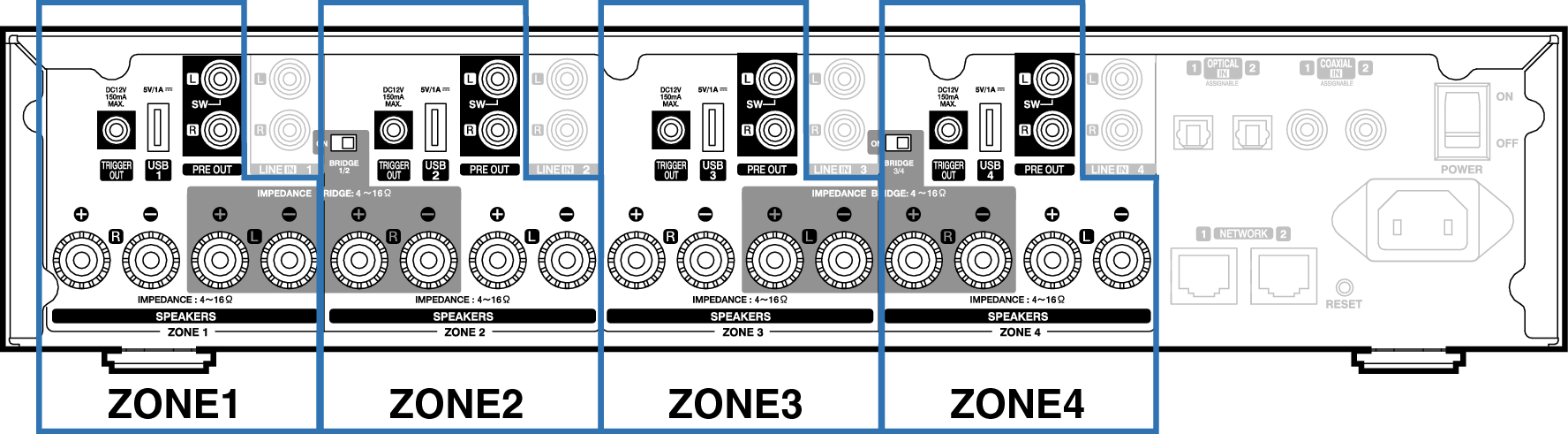 Подключение зоны 2 Подключение по зонам HEOS Drive HS2