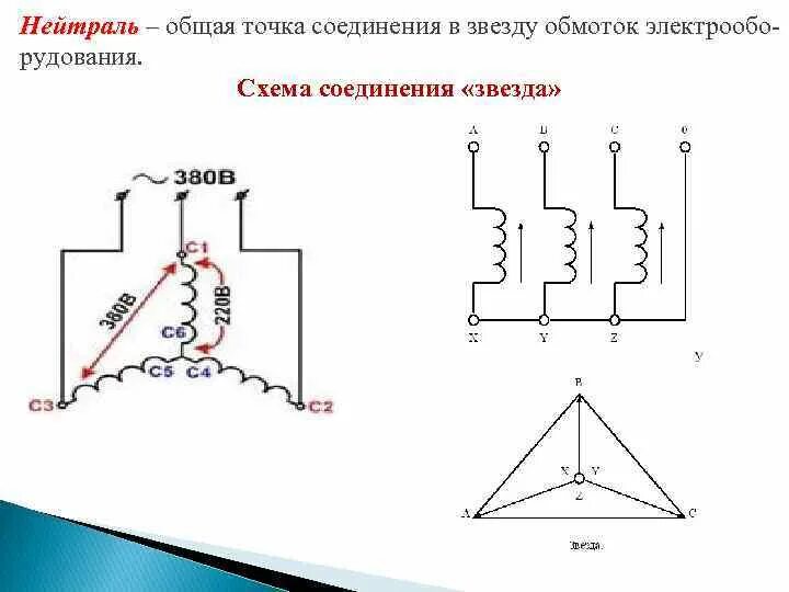 Подключение звезда фото Схема звезда нейтральным проводом