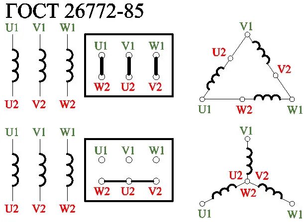Подключение звезда треугольник фото Схема подключения трехфазного электродвигателя звездой и треугольником