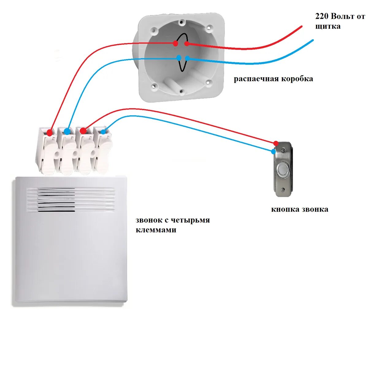 Подключение звонка 220в 2 провода Как подключить дверной звонок: три схемы на все случаи жизни! Электрика для всех