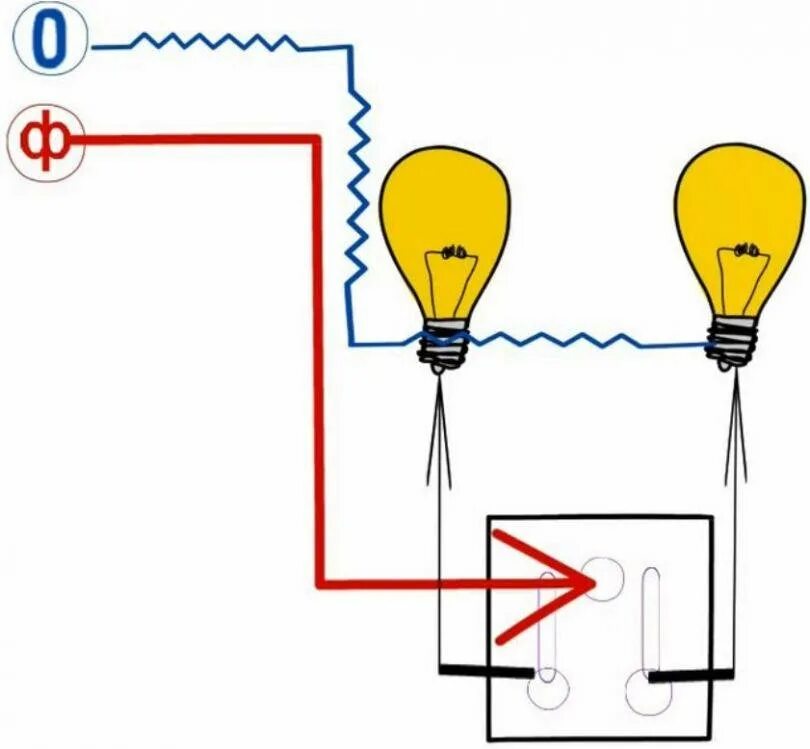 Подключения 2 выключателя на две лампочки Как подключить двойной выключатель на две лампочки схема подключения фото - Dela