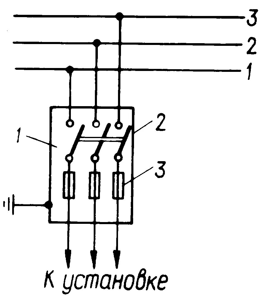 Подключения 3 х фазного рубильника Схема подключения трехфазного рубильника