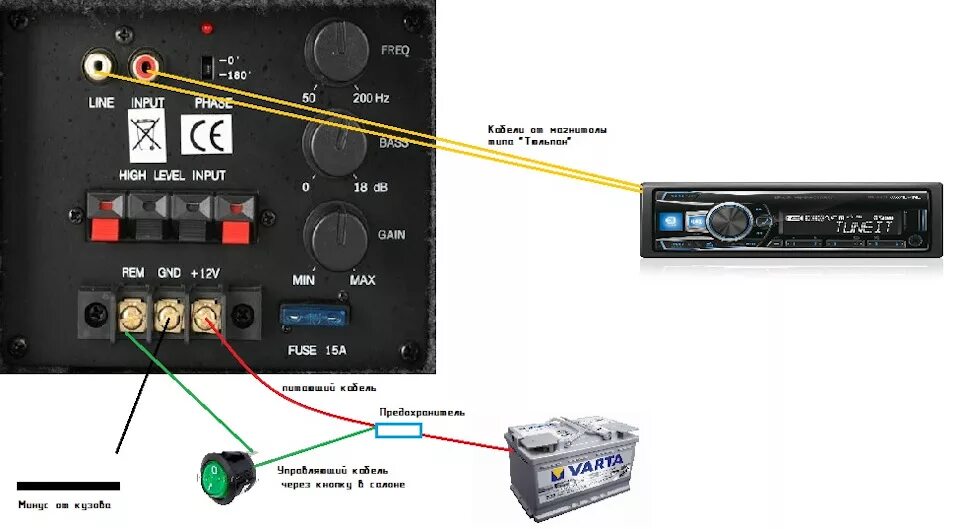 Подключения активного сабвуфера к магнитоле китайской Хочу саб. Где взять? Как взять? - Hyundai Accent (2G), 0,5 л, 2004 года автозвук