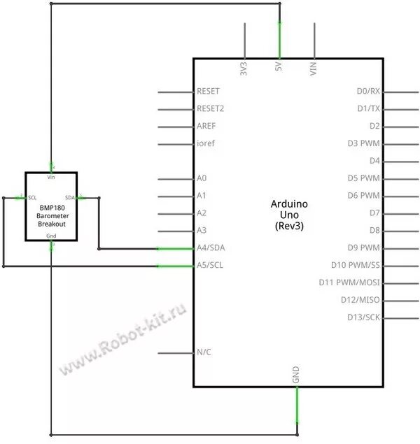 Подключения датчика давления воды к ардуино Модуль GY-68 BMP180 датчик атмосферного давления и температуры - "Robot-Kit.ru" 