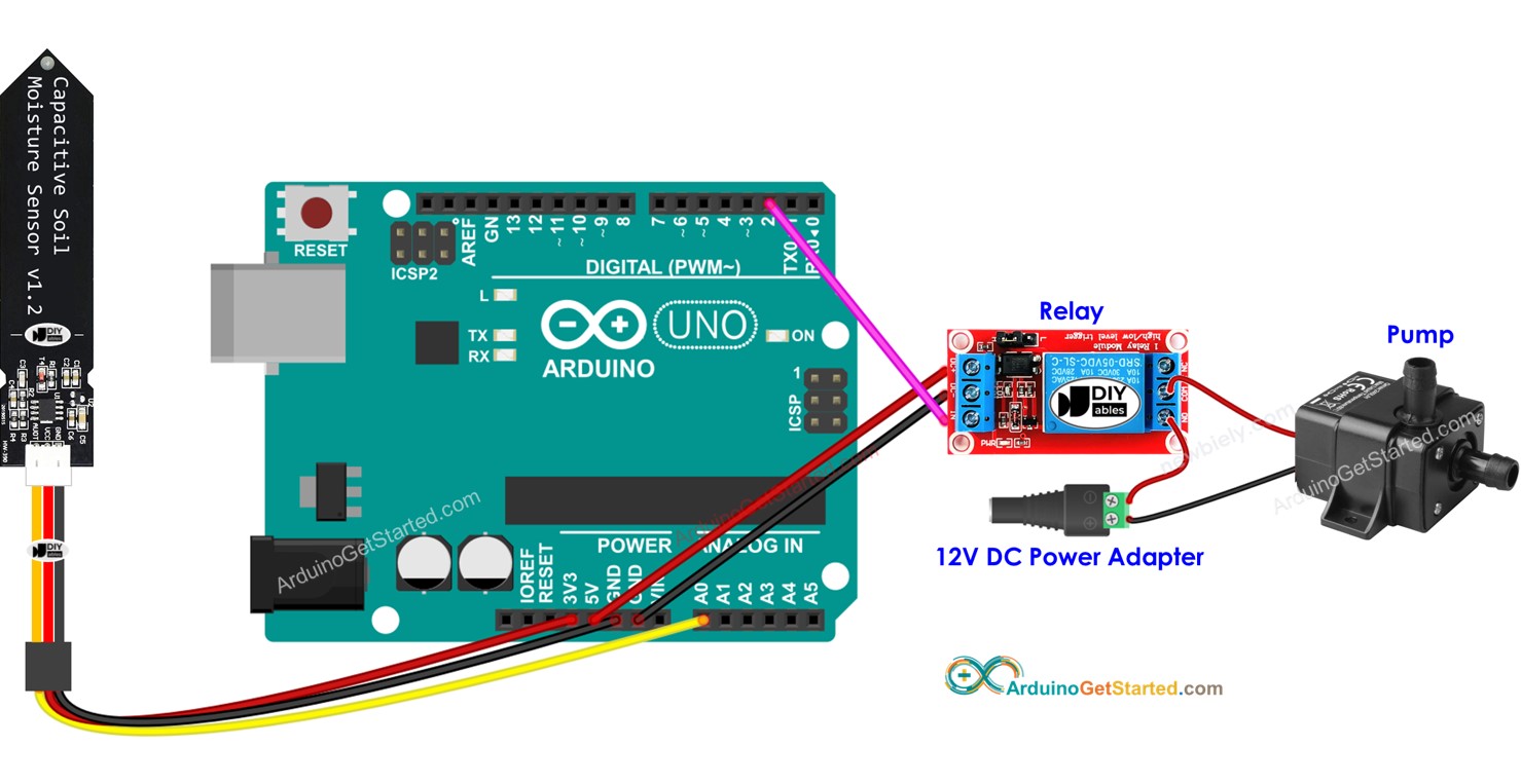 Подключения датчика давления воды к ардуино Arduino - Soil Moisture Sensor Pump Arduino Tutorial