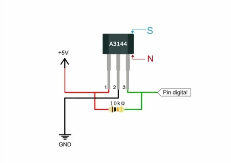 Подключения датчика хола Pin em Sensores y actuadores