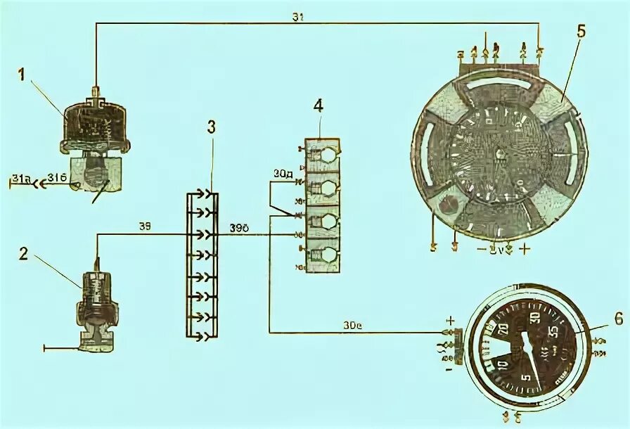 Подключения датчика температуры на мтз Scheme of the ZIL-5301 oil pressure gauge