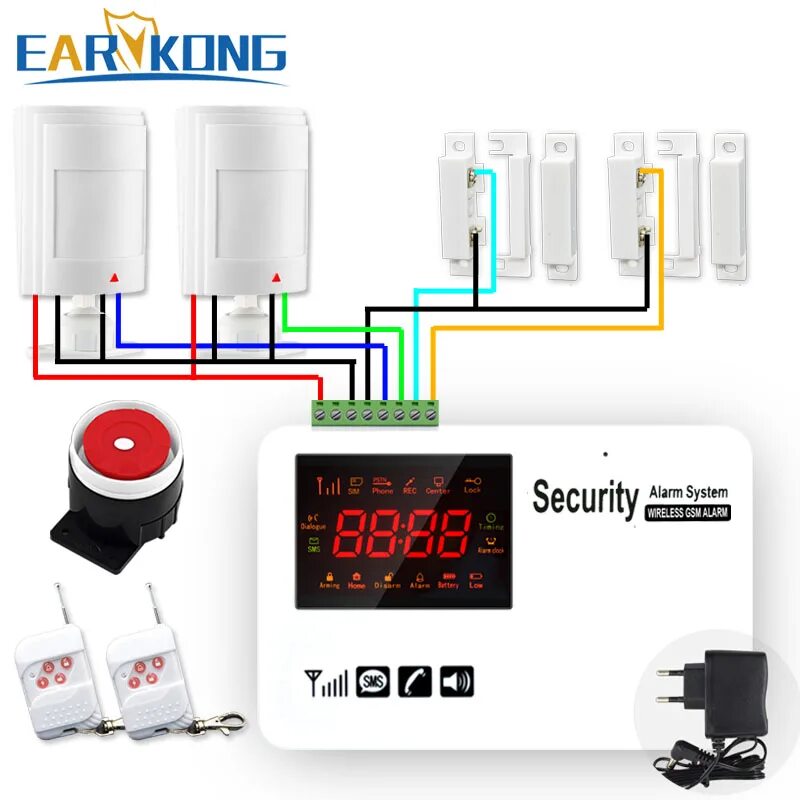 Подключения датчиков к gsm сигнализации wireless wired gsm home alarm system pir wired detectors wired door open Support