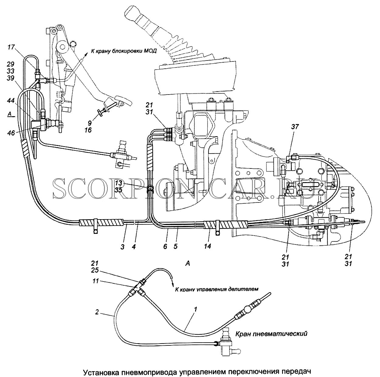 Подключения делителя камаз евро два КАМАЗ 53229 Установка пневмопривода управлением переключения передач 154.1772005
