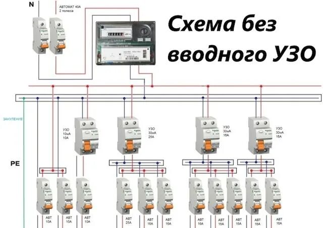 Подключения дифавтомата в щитке схема однофазной Обозначение УЗО на схеме - советы электрика: инструкция по установке