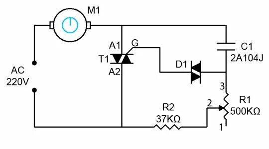 Подключения двигателя с регулировкой оборотов 1000W AC Motor Speed Controller Diagrama de circuito, Esquemas eletrônicos, Circ