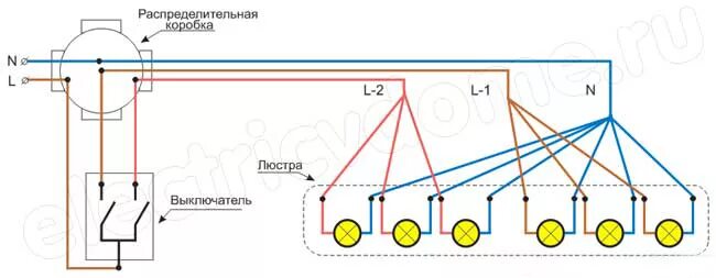 Подключения двойного выключателя на 6 лампочек Инструкция по подключению люстры на 5 лампочек