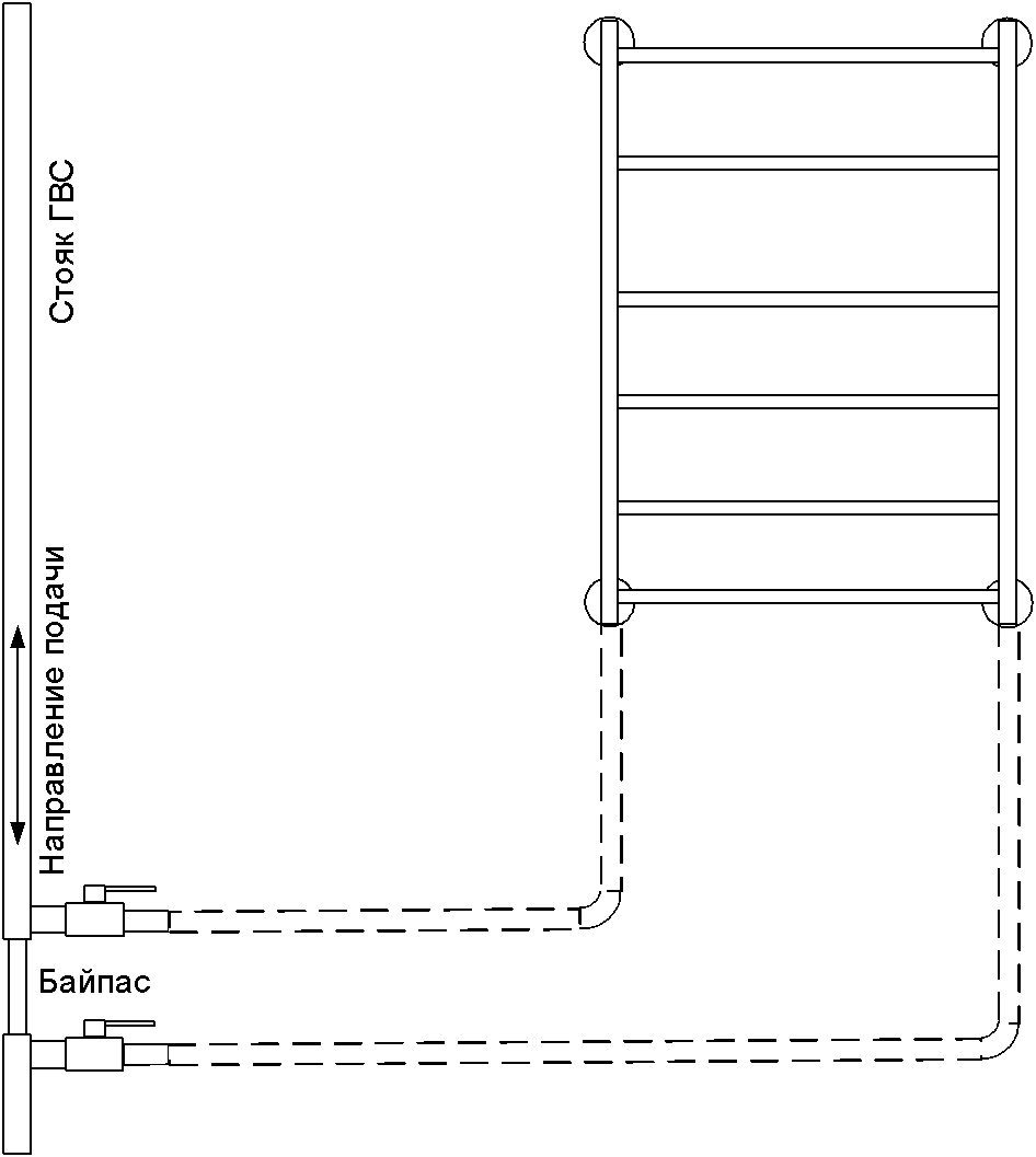 Подключения двух полотенцесушителей Советы по подключению водяного полотенцесушителя