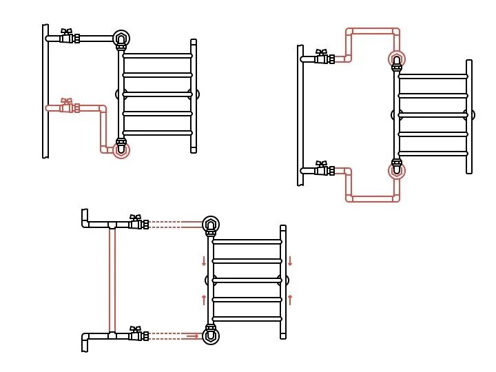 Подключения двух полотенцесушителей Полотенцесушители гвс