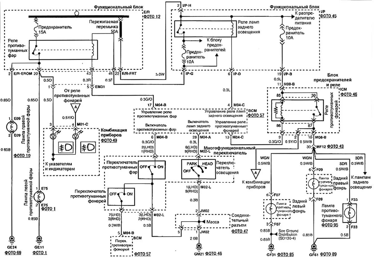 Подключения фар на кия церато 2 2009 Wiring diagram for fog lights (Kia Ceed 1 2006-2012: Electrical equipment: Elect