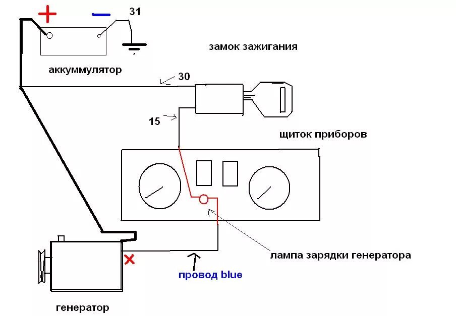 Подключения генератора через лампочку Возбуждение генератора! HELP! - Pontiac Trans Sport, 1,7 л, 1990 года электроник