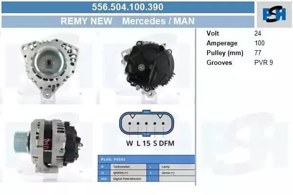 Подключения генератора мерседес CV PSH 556.504.100.390 (Генератор)