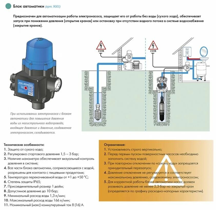 Подключения глубинного насоса к блоку автоматики Блок управления насосом Джилекс краб-т 18 (9090) - купить в интернет-магазине по