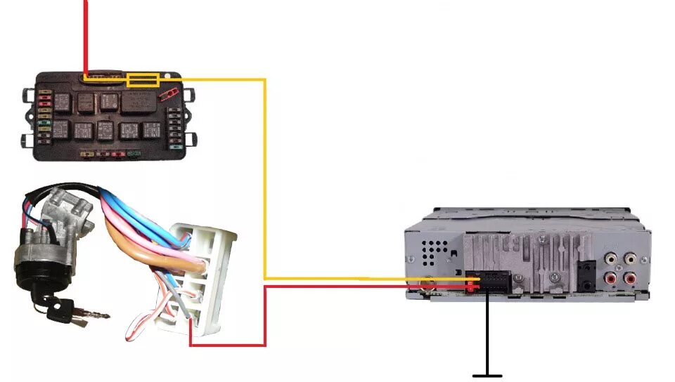 Подключения к замку зажигания магнитолу ваз 2107 Магнитола через концевик замка зажигания - Lada 2114, 1,6 л, 2010 года автозвук 