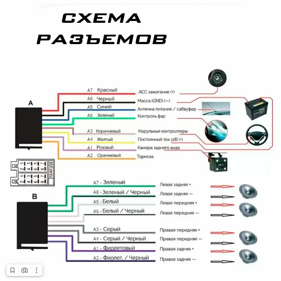 Подключения китайской магнитолы провода Автомагнитола 2 din (дин) с сенсорным экраном 7 дюймов/камера заднего вида/пульт