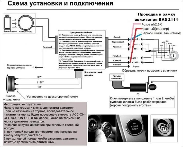 Подключения кнопки старт стоп ваз 2114 Установка кнопки старт стоп - Lada 2114, 1,6 л, 2006 года аксессуары DRIVE2