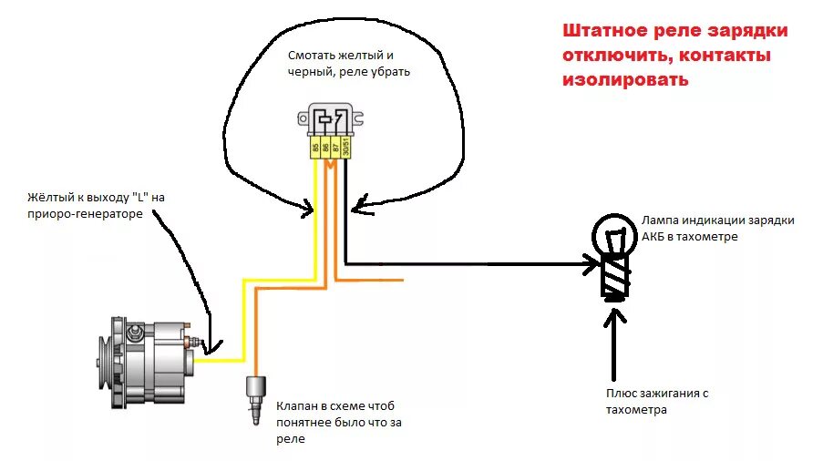 Подключения контрольной лампы генератора Подключение лампы индикации заряда к генератору от приоры на классике - Lada 210