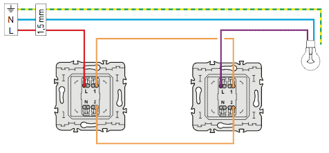 Подключения l и 1 Problème de branchement d'un va-et-vient Forum Electricité - Système D Schéma él