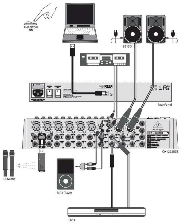 Подключения микшера к компьютеру Купить микшер Behringer QX1222USB Интерлинк +7(495)742-4494