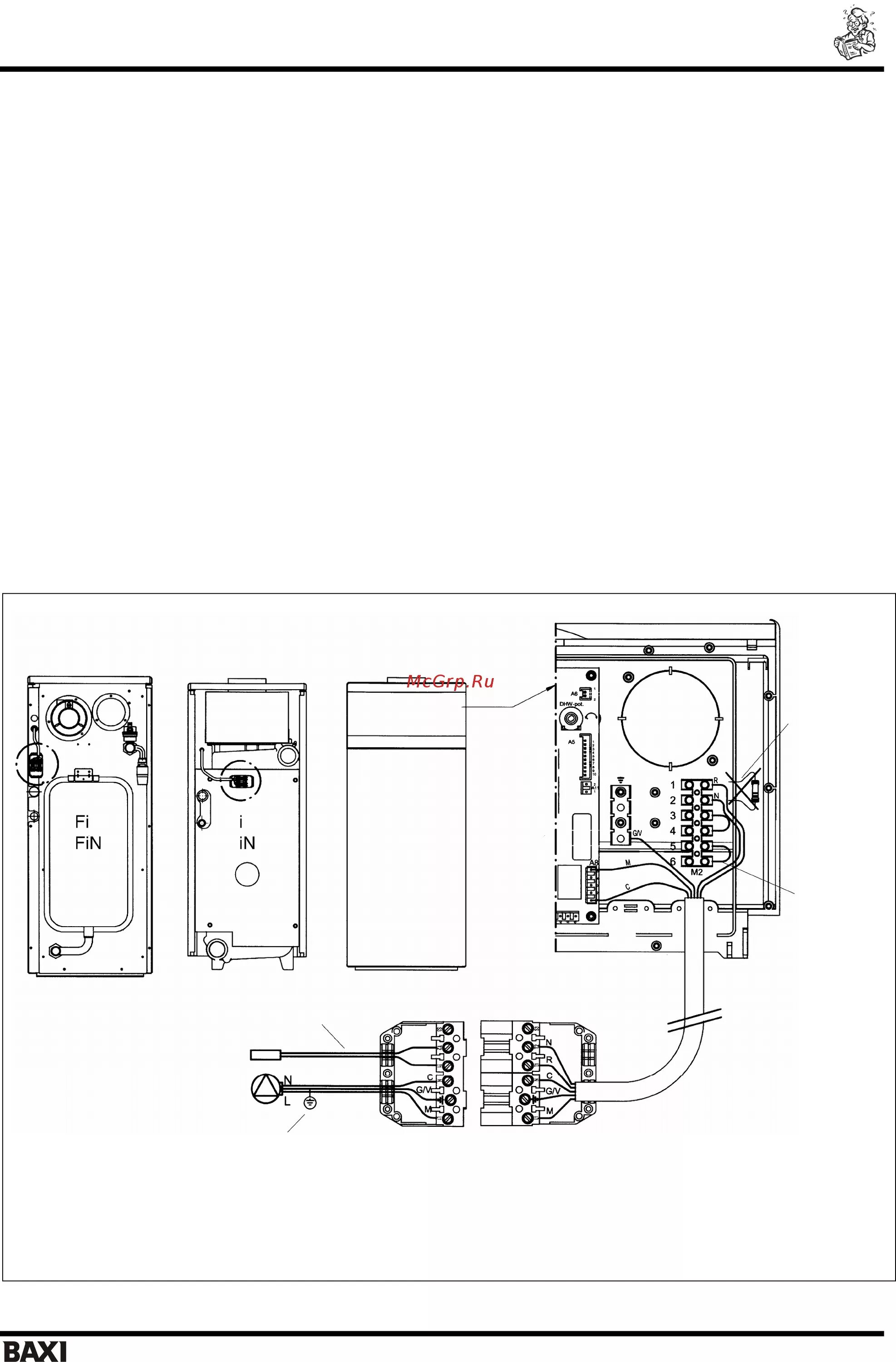 Подключения насосов к котлу бакси слим Baxi SLIM UB 120 INOX 11/16 Электрическое подсоединение к котлу