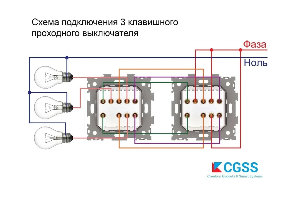 Подключения проходного с перекрестное Трехклавишный проходной переключатель CGSS, черный Эстетика GL-W103-PBCM - выгод