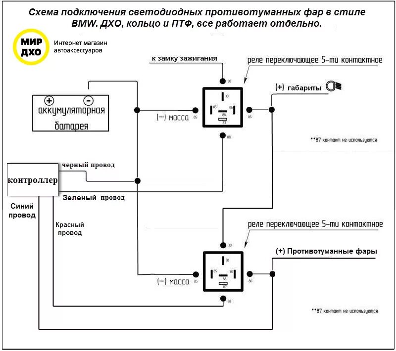 Подключения противотуманных фар led Схемы подключения