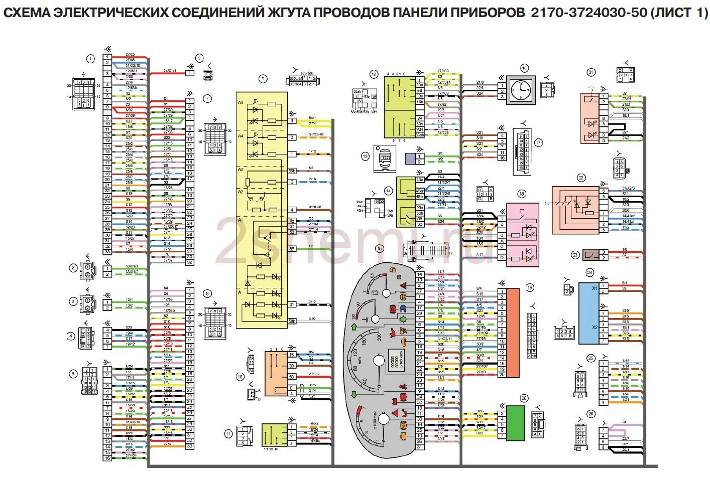 Подключения проводки под панелью ваз приора Схема ВАЗ-2170 - ВАЗ-21728 Лада Приора