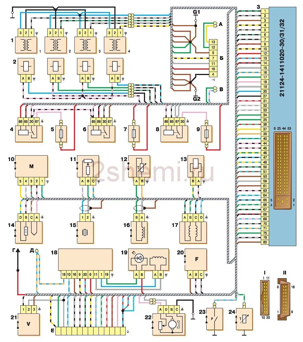 Подключения проводки ваз 2112 Схема ВАЗ-2112