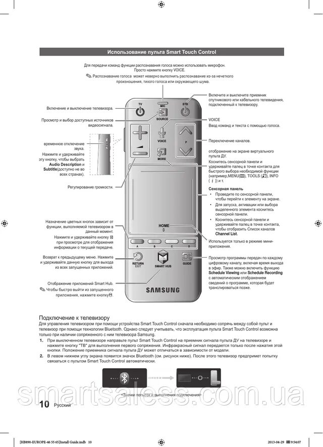 Подключения пульта к телевизору самсунг Пульт Remote Touch Control Samsung AA59-00773A сенсорный с микрофоном, цена 3499