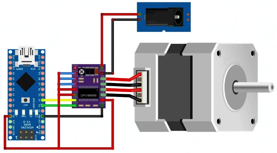 Подключения шагового двигателя nema 23 DRV8825 Драйвер шагового двигателя - купить в duino.ru