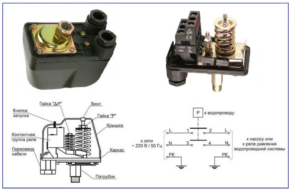 Подключения станции электрическая реле Правила регулировки реле давления воды для насоса