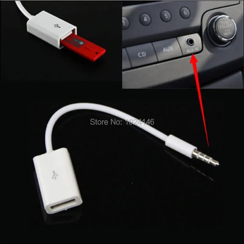 Подключения телефона через aux New For Car MP3 3.5mm Male AUX Auxiliary Jack Plug to USB 2.0 Female Converter C