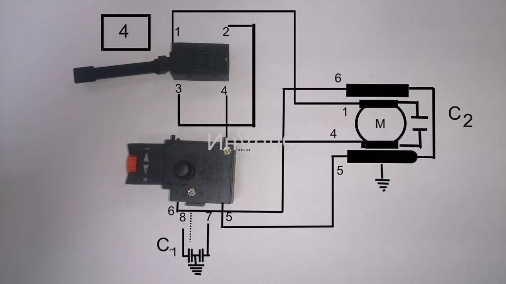 Подключения выключателя дрели Какая схема правильная, для подключение БУЭ2М с 4-я проводами? ИнVелС Дзен