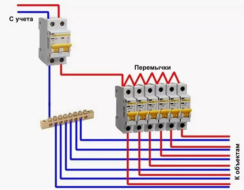 Подключить автоматы в щитке схема Подключение вводного автомата в щитке фото - DelaDom.ru