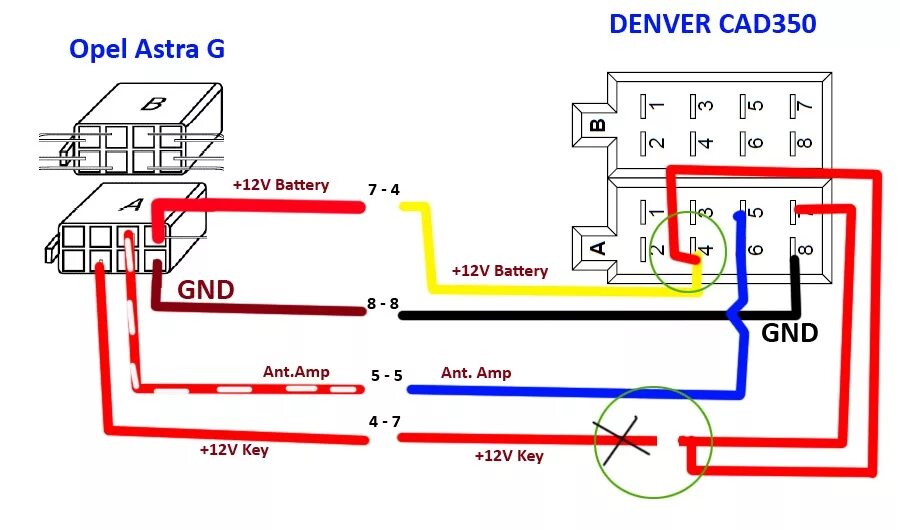 Подключить магнитолу в машине схема подключения проводов Замена штатной магнитолы / Маркировка ISO кабеля - Opel Astra G, 1,6 л, 1998 год
