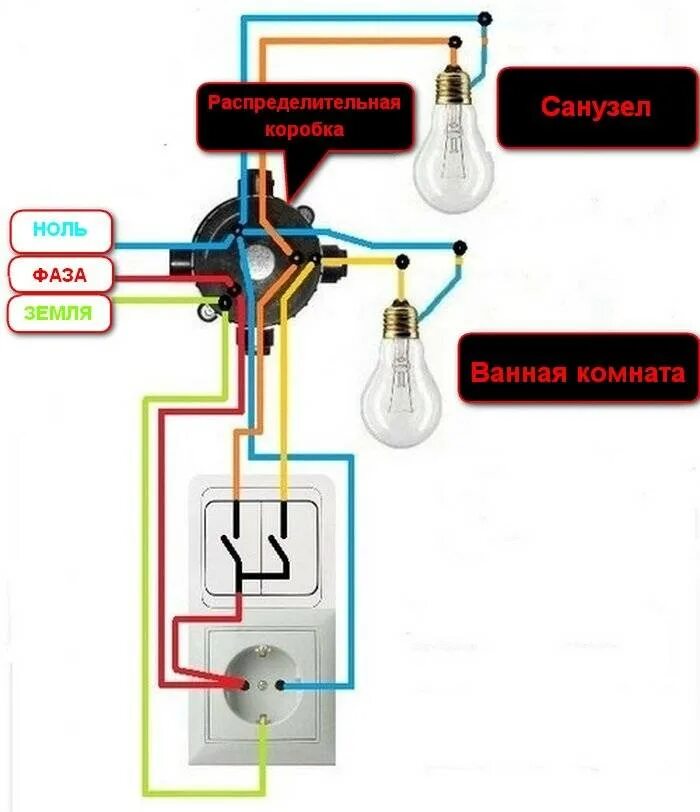 Подключить розетку от лампочки схема подключения Как правильно подключить трехклавишный выключатель с розеткой: инструкция, видео