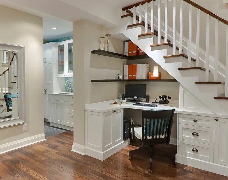 Подлестничное пространство в частном доме фото Basement Desk Under The Stairs - Traditional - Home Office - Toronto - by Leslie