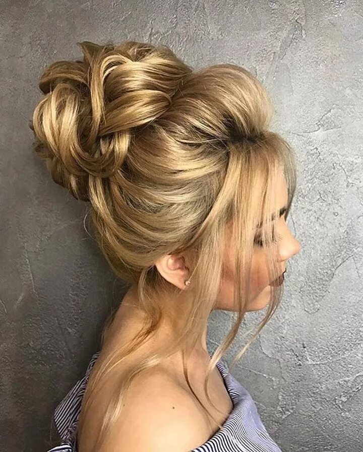 Поднятые прически на длинные Beautiful Wedding hair bun Hair up styles, Medium hair styles, Wedding bun hairs