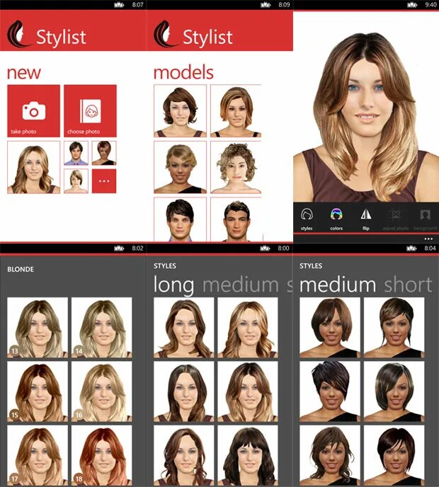 Подобрать краску для волос онлайн по фото Stylist lets you try out new hair styles on your Windows Phone - MSPoweruser