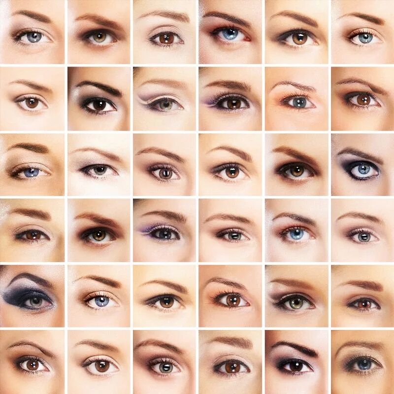 Подобрать макияж глаз Collection of many female eyes with a different makeup poster #poster, #tshirt, 