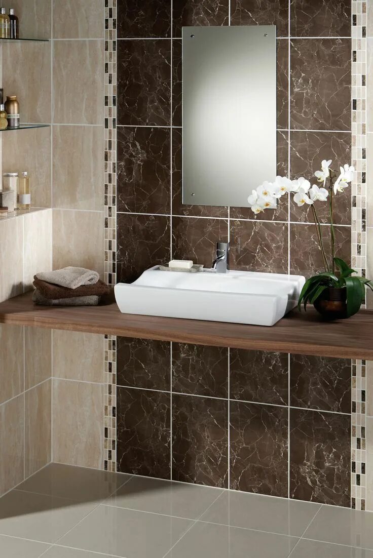 Подобрать плитку по фото 1 MLN Bathroom Tile Ideas Darker tile inside the shower and accent border? Moder