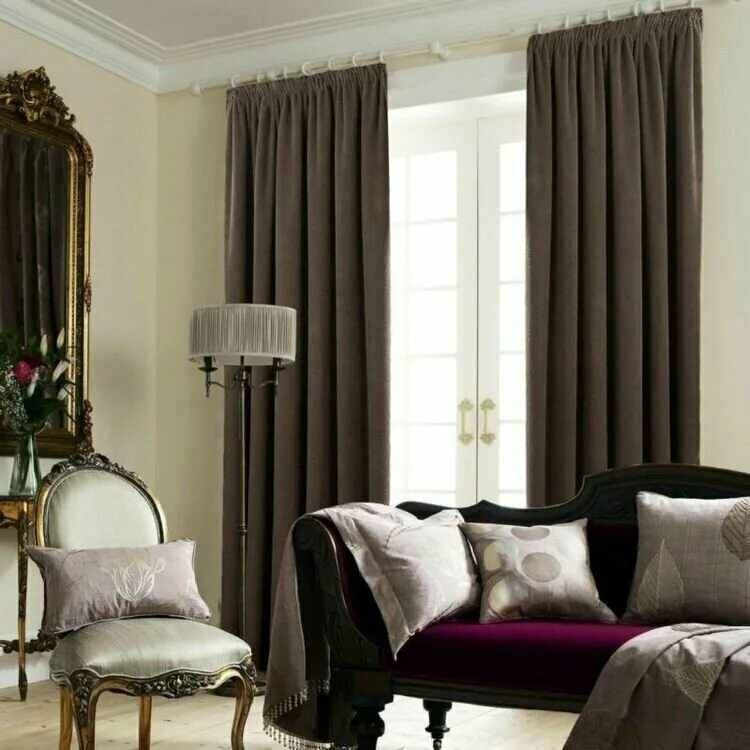 Подобрать шторы к интерьеру онлайн бесплатно Штора для комнаты 220*280см -2шт, цвет коричневый - купить в интернет-магазине п